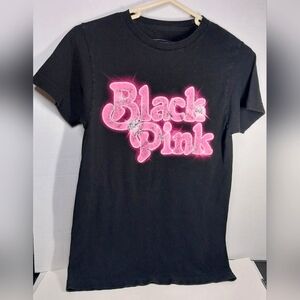 Black Pink Women's size XS Graphic Tee 100 percent cotton black top